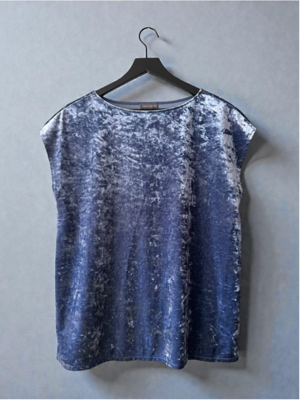 Vince Camuto Blue Crushed Velvet Cap Sleeve Top Size S